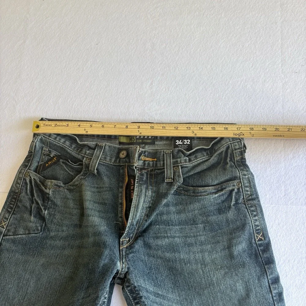Ariat Rebar M5 Men's Blue Medium Wash Slim Straight Ironside Jeans 34/32